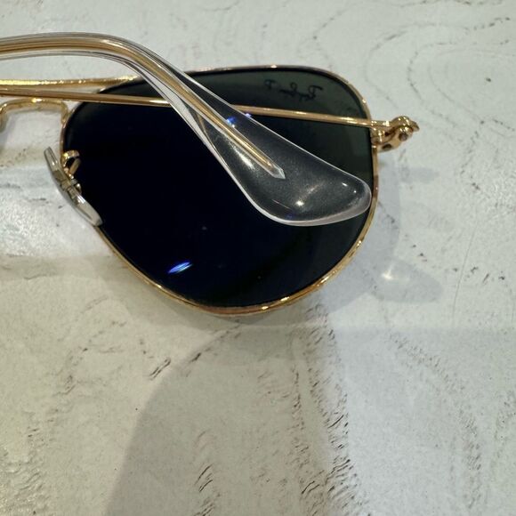 RAY-BAN RB3025 Original Polarized Aviator Sunglasses Gold fram Green Lenses - Picture 9 of 11